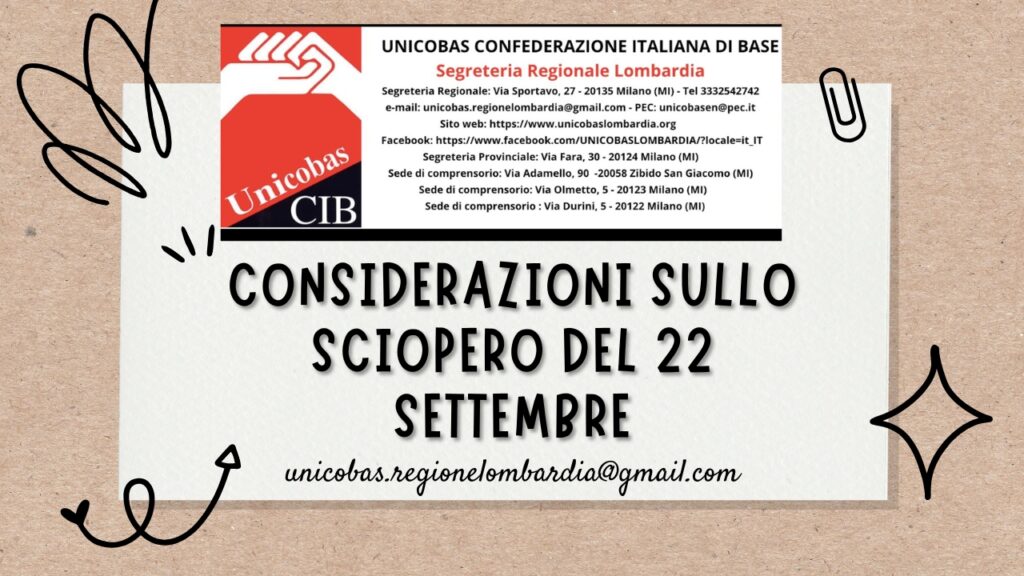 Considerazioni sullo sciopero del 22 settembre