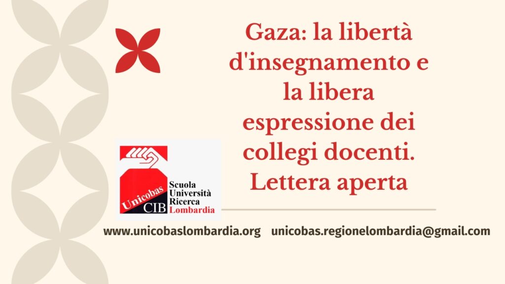 Gaza la libertà d'insegnamento e la libera espressione dei collegi docenti. Lettera aperta